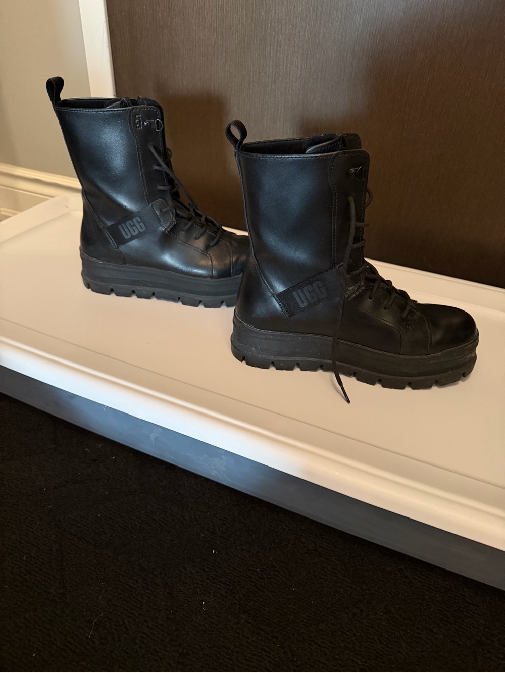 UGG Black Lace-Up Platform Combat Boots